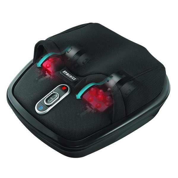 Homedics Shiatsu Air Max Foot Massager with Heat Padded Two Massage Styles Adjustable Intensity, Black, 1 Count