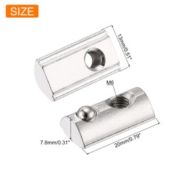sourcing map 30Pcs M5 T Spring Nuts Fastener Carbon Steel Nickel Plated Half Round Roll in Spring T Slot Nut for t-Slot Aluminum Profile 3D Printer, CNC Router 3030 Series