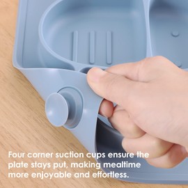 ROCCED Suction Plates for Baby Placemat Spoon Fork Set for Toddlers, Silicone Baby Plates with Suction Baby Dishes for Kids Plates-mustard