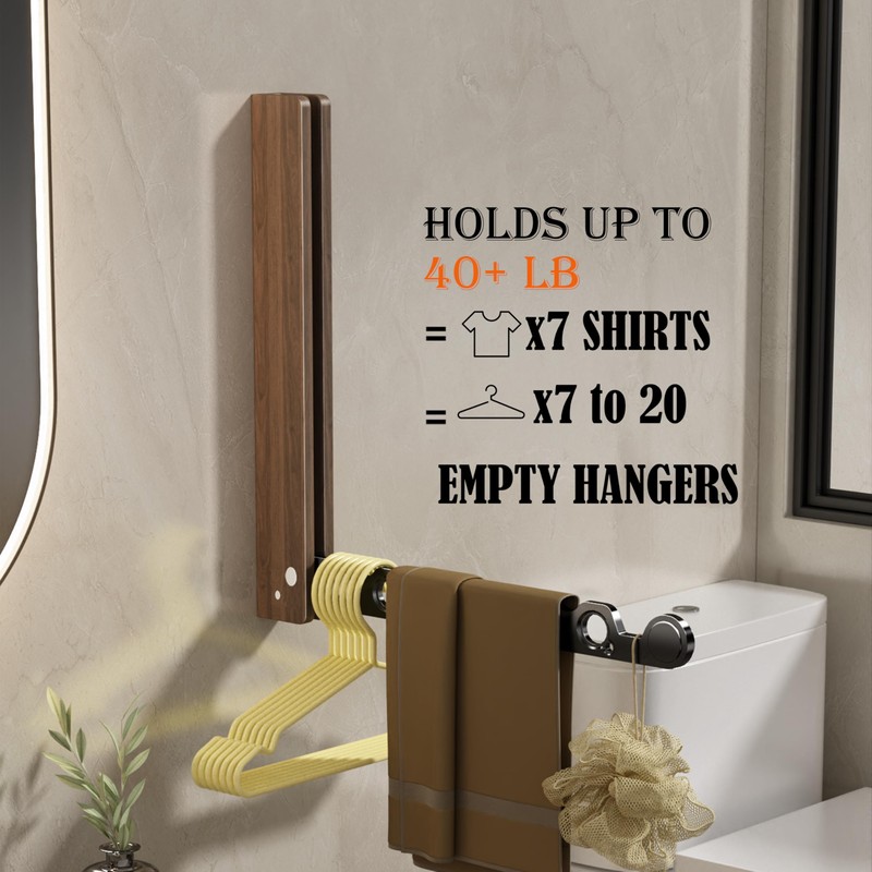 dancrul Natural Wood Folding Clothes Hanger Rack for Laundry Room,