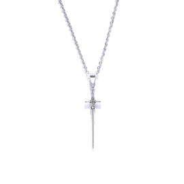Gothic Cross Sword Necklace Dark Punk Long Sword Pendant Necklace Vintage Stainless Steel Thorn Sword Necklaces Gothic Long Dagger Knife Necklace Medieval Renaissance Jewelry for Men and Women (Silver1)