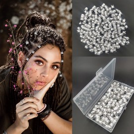 Flosius 100 PCS Big Crown Hair Jewelry for Braids Accessories, Silver Loc Jewelry for Black Women, Hair Beads for Girls Hair Charms for Braids