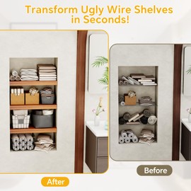 Aluminum 5 PCS Wire Rack Covers for Pantry Wood Grain, 24'' W * 12'' D Ready to Use, Faux Wood Shelf Covers for Wire Shelving, Rustic Closet Shelves Covering Toppers, for Pantry, Bathroom, Kitchen