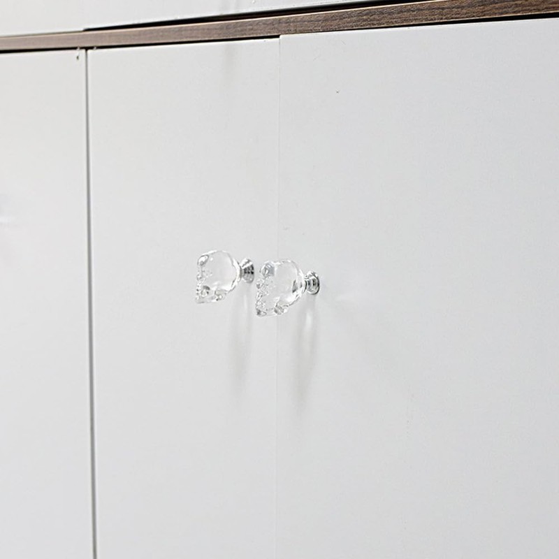 SEIWEI 2Pcs Crystal Glass Door Knobs Skull Clear Drawer Knobs