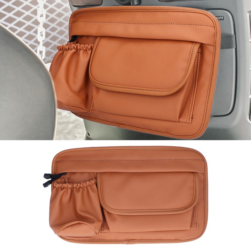 Waterproof Storage Bag Artificial Leather Brown Zipper Organizer for Vespa