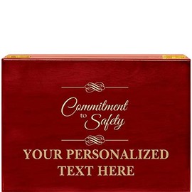 Crown Awards Commitment to Safety Rosewood Humidor Gift, Customize with Your Own Text Engraving