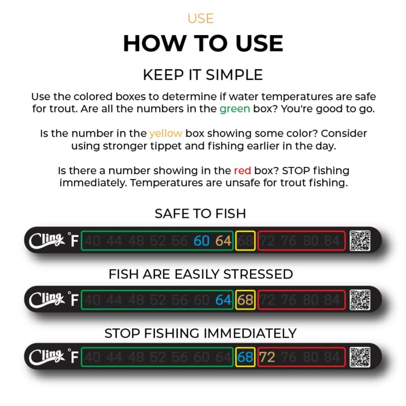 Temperature Tape - Stick on Fishing Thermometer (Fahrenheit)