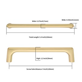 Asidrama 10 Pack 5 Inch(128mm) Brushed Gold Cabinet Pulls Cabinet Handles, Cabinet Pulls Kitchen Cabinet Hardware for Cupboard Drawer Pulls