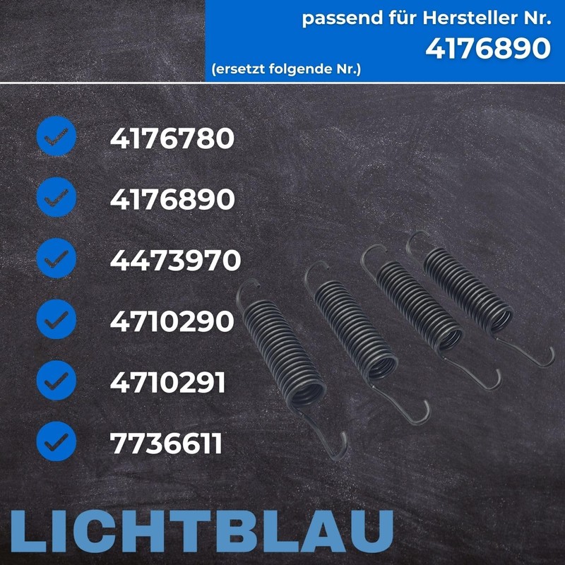 LICHTBLAU 4 x Metal Springs for Miele Washing Machine 4176890,