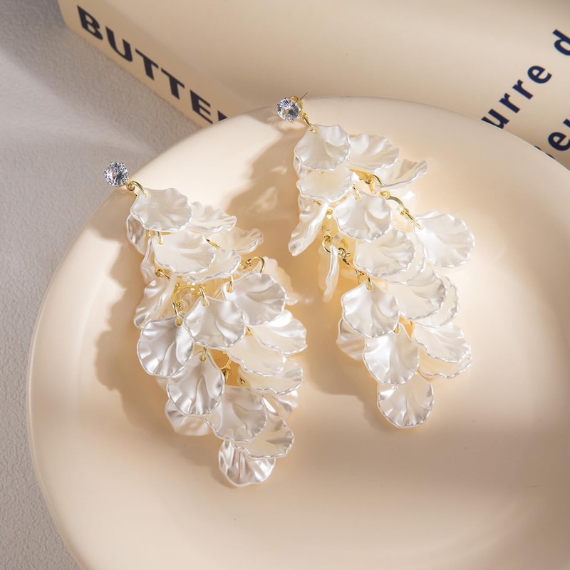 Tassel Shell Earrings for Women White Shell Statement Sea Summer