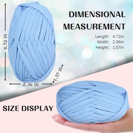 4 PCS T-Shirt Yarn Elastic Fabric Crochet Cloth Yarn for DIY Knitting, Spaghetti Yarn Thick Knitting Yarn for Hand DIY Bag Blanket Cushion Crocheting Projects,Home Decor(Sky Blue)