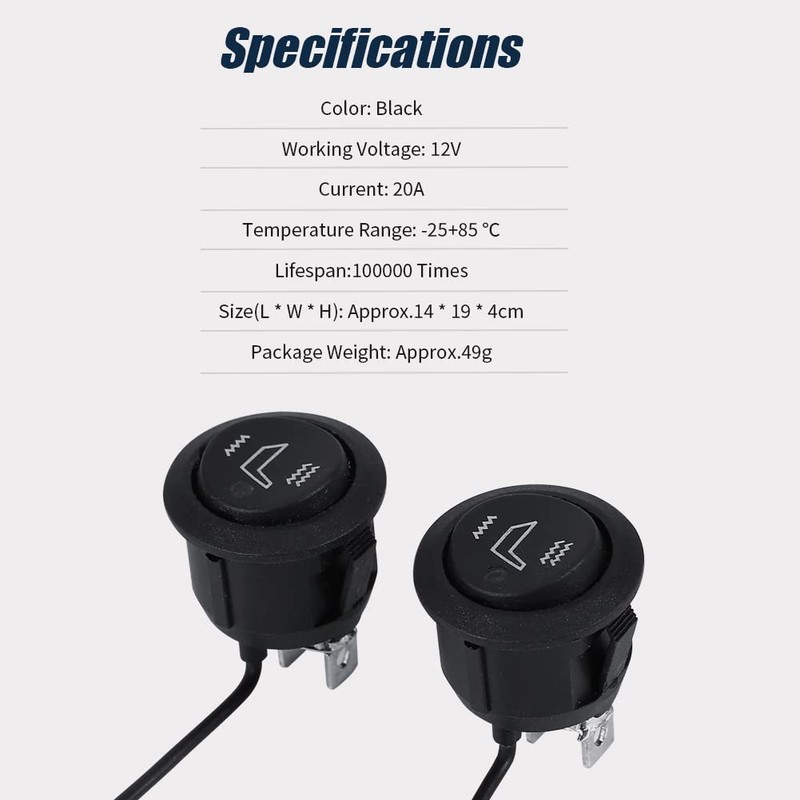 1 Pair Heated Seats Switch, Universal 12V 3 Pins Heated