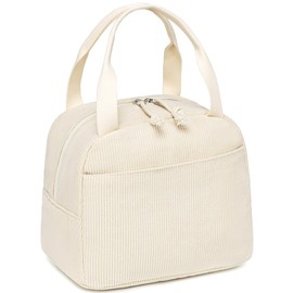 LEDAOU Lunch Box for Women Insulated Lunch Bag Corduroy Lunch Tote Bags Leakproof Cooler Lunch Case for Travel Work Picnic (Corduroy Solid Beige)