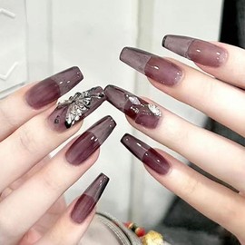 AHAMIOU Gel Nail Polish Nude Gel Polish Kit Sheer Milky White Icy Jelly Translucent Gel Polish Set Color Neutral Soak Off Art Home DIY Manicure Salon Varnish,Dark Purple