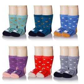 Eocom 6 Pairs Children's Winter Thick Warm Wool Socks Soft Kids Socks Random Color (Bear, 3-5 Years)