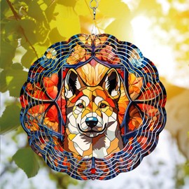 64memory Pomeranian Dog Wind Spinner, Pomeranian Dog Wind Spinner Hanging for Yard and Garden, Unique Gift Wind Spinner, 3D Hanging Wind Spinner Outdoor, Cute Pomeranian Dog Wind Spinner