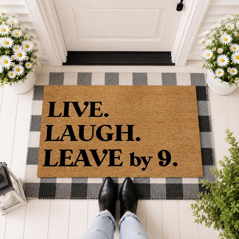 Humorous Rubber Welcome Mat for Entryway - 23.6x15.7 Inch Non-Slip