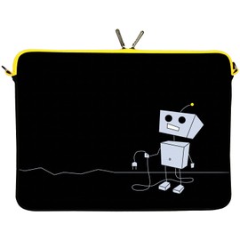 Digittrade LS156-13 Peppy Love Designer Notebook Bag 13.3 Inch (33.8 cm) Neoprene Laptop Protective Case 13 to 14 Inch Case Cover Robot Black/Grey