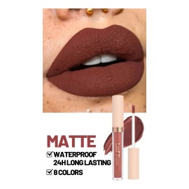 Set De 8 Labiales Mate De Larga Duración Pintalabio Regalo