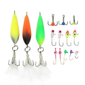 Ice Fishing Jigs Set Stainless Steel Ice Fishing Jig Head Hook Portable Fishing Treble Hooks for Freshwater Saltwater