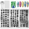 PH PandaHall 3pcs Flower Nail Stamping Plates Leaves Patterns Nail