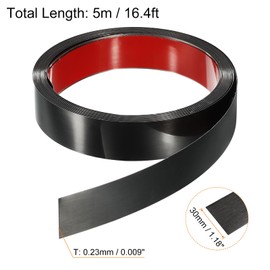 HARFINGTON 16.4ft x 1.18" Wall Trim Peel and Stick Molding Trim Frame, Self Adhesive Stainless Steel Brushed Finish Metal Strip Trim for Wall Ceiling Floor Cabinet Tile Edge, Black