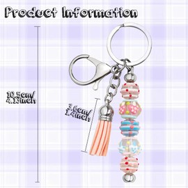 Zioyihan 60 Pcs Beadable Keychain Bars - Metal Beaded Blank Strips and Colorful Leather Tassel Loose for DIY Pendant Jewelry Crafts (Silver)