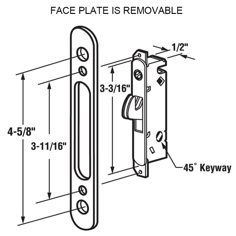 ALLYWASAI 46-02 Offset Latch Sliding Patio Door Handleset Fits 3-15/16"