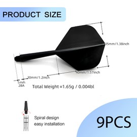 AONAYO Pack of 9 Dart Flights with Shaft, Dart Shafts, Flights, Dart Flights, Dart Shaft, 75 mm Dart Accessories, Target Darts Tag Flights, Dart Flights with Shafts Stable for Soft and Steel Tip Darts