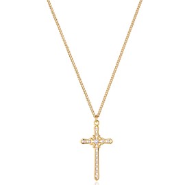 Jenosy Gold Cross Necklace for Women 18K Gold Plated Faith Necklace Cubic Zirconia Cross Pendant Dainty Rope Cross Chain Necklace Prayer Religious Jewelry Gift for Women Girls