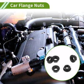 HOPESPANNER 5 Pcs M5 Car Flange Nuts Carbon Steel Flat Hex Lock Flange Nuts Non-Slip Lock Flange Black for Car Motorcycle