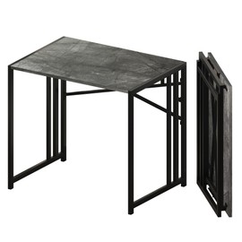 Lutown-Teen Small Folding Computer Desk 32 inch, Writing Gaming Computer Desk for Small Spaces, No Assembly Required Small Office Desk, Grey