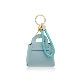 FuninCrea Small Coin Bag PU Leather Women's Purse Portable Mini Purse Slim Cute Change Purse Bag with Removable Key Ring for Keys Cash Coin, blue, Modern