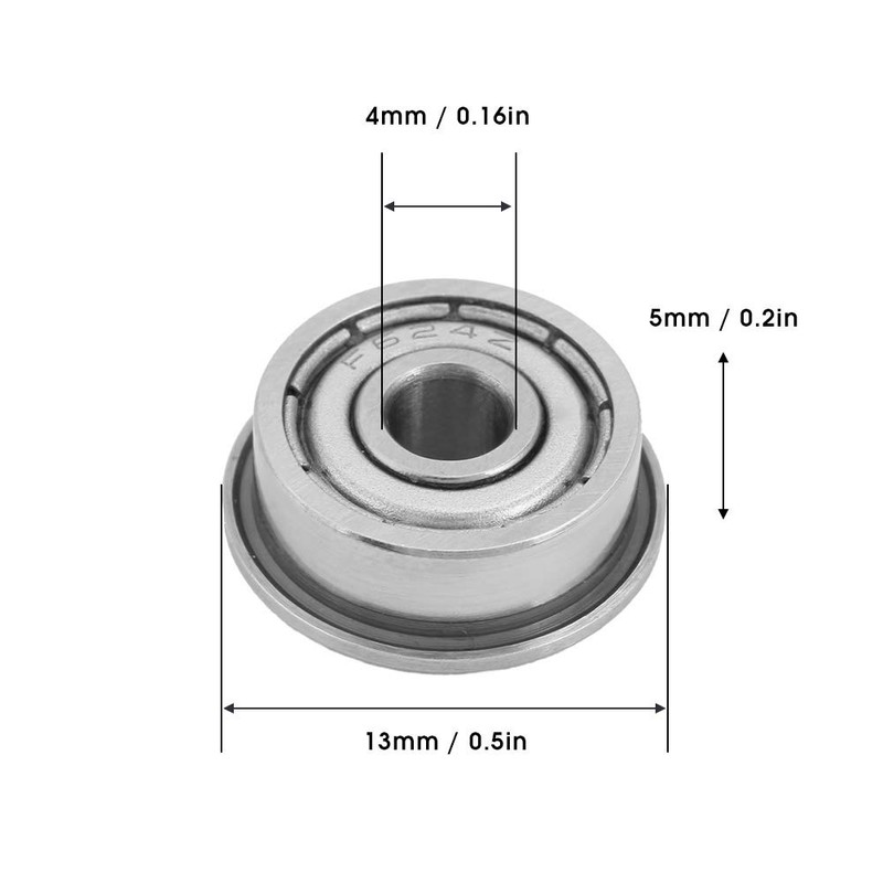 F624ZZ Double Shielded Miniature Flange Ball Bearings 4 x 13