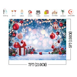 AIIKES 7x5FT Christmas Backdrop Christmas Snowflake Gift Backdrop Christmas Flash Point Party Decoration Photography Backdrop XY78
