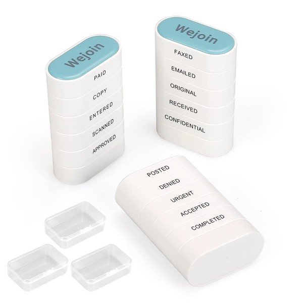 Total Office Stamps Set 15PCs, Self Inking Rubber Stamps “Paid