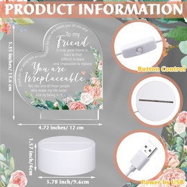 Jetec Acrylic Night Light Friend Gifts for Women Birthday Gifts for Her Friendship Gifts for BFF Teen Girls Besties Sister Coloured Flower Lamp with Warm Colors LED Lamp Base(Elegant Flower)