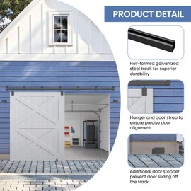 Exterior Barn Door Hardware Kit, BARNSMITH 10FT Sliding Barn Door Hardware Heavy Duty Barn Door Track Kit for Indoor and Exterior Door, Wall Mount Kit, Black (NO Door, Hardware Only)