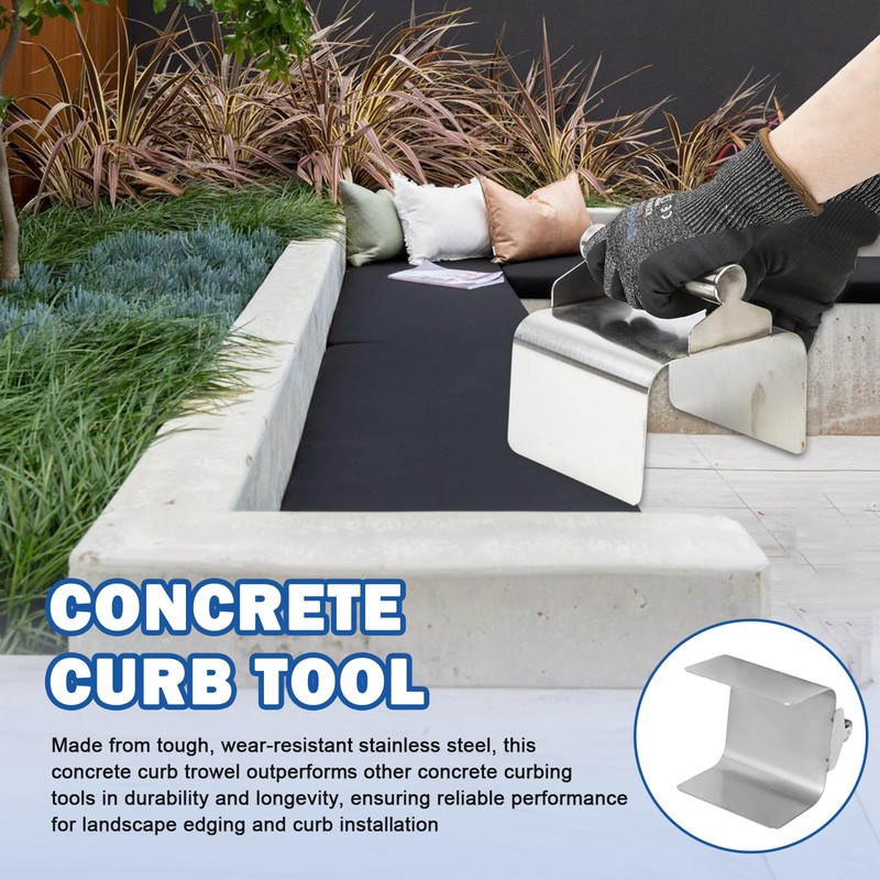 Pcmursal Concrete Curb Trowel, Concrete Curbing Tools, Landscape Curb Trowel