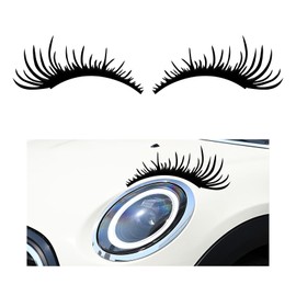 KVAEY 2 PCS Car Headlight Eyelash Stickers, Cute Fake Eyelashes Decal for Bumper Auto Body Window, Waterproof Reflective PET Charming Eyelash Sticker Funny Decor for Car SUV Truck (Black)