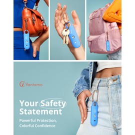 Vantamo Personal Alarm for Self Defense with Low Battery Notice, Strobe Light & Extra Loud 130 dB Double Speakers Safety Keychain Set for Women, Rechargeable Panic Button for Womens Self Defense