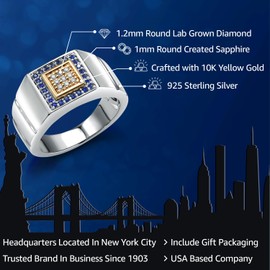 Gem Stone King Men's Ring In 10K Yellow Gold and 925 Sterling Silver 2 Tone Jewelry Gift For Men Dad | Available In Size 9, 10, 11, 12, 13