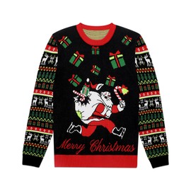 Runhit Ugly Christmas Sweater Men Funny Sport Crew Neck Long Sleeve Classic Knitted Pullover - Speed Skating Santa