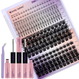 Natural Eyelash Extensions, Set of 4 Styles, R06+R09+7D and Bottom Lashes Manga lash Extension Set, Volume 0.07, 12-18 mm with Eyelash Glue (4SX-R06+R09)