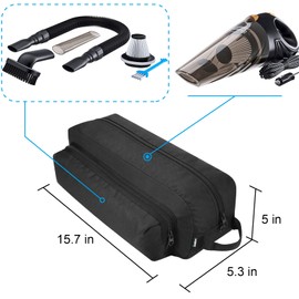 Vacuum Cleaner Accessory Storage Bag Fits for ThisWorx HOTOR Car Vacuum Cleaner & Accessories, Portable Tool Storage Case with Extra Pocket for Power Cord,Brush Nozzles,Cleaning brush (Black)