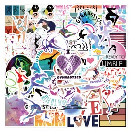 Gymnastics Stickers Pack 50PCS Gymnastics Stickers for Scrapbooking Water Bottles Laptop, Dance Stickers Vinyl Waterproof Cute Gymnastics Stickers Gifts for Girls Adults Stickers (TC)