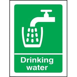 Sign, Drinking Water, RP, External Height 100 mm, External Width 75 mm, Sign Colour White on Green, Sign Legend Your First Helper is Are, Sign Material Plastic, Sign Type General, Personal Protection