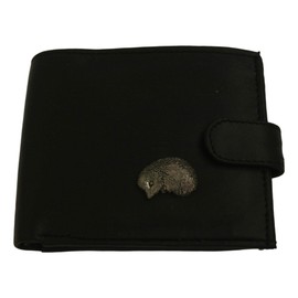 Hedgehog S Black Leather Mens Wallet RFID Protection