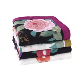 HOULIFE 4/8 Pieces 45 x 45 cm Flower 5 Handkerchiefs for Women Large Handkerchiefs Pure Combed Cotton Floral Soft Handkerchiefs for Wedding Daily Use, Flower 7