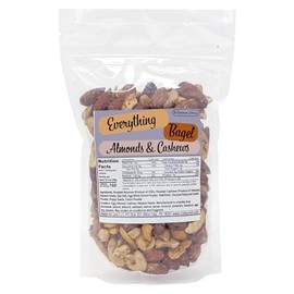 Everything Bagel Cashews and Almonds, Flavored Cashews, Flavored Almonds with Everything Bagel Seasoning 9 Ounce